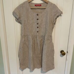 Pyne & Smith Linen Striped Dress Small